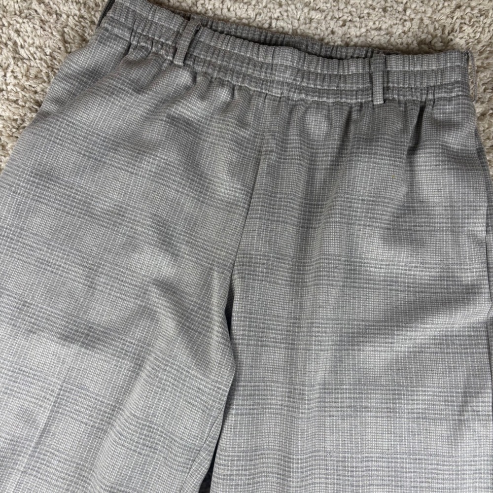 Tuckernuck Women's Grey Plaid Trousers Size Large Elastic Waist Wide Leg Pants